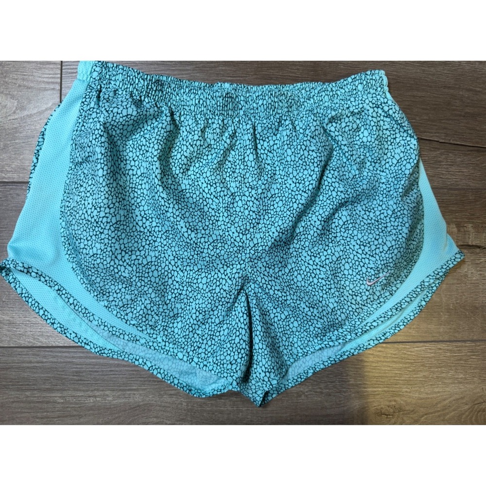 Nike Womens Dri-FIT Running Shorts Blue Pebble Print Mesh Trim 3 Inch Inseam
